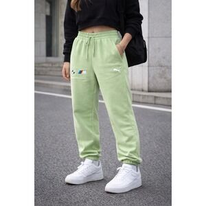 Puma BMW Motorsport Women's Jogger Sweatpants Lime Green Size Small